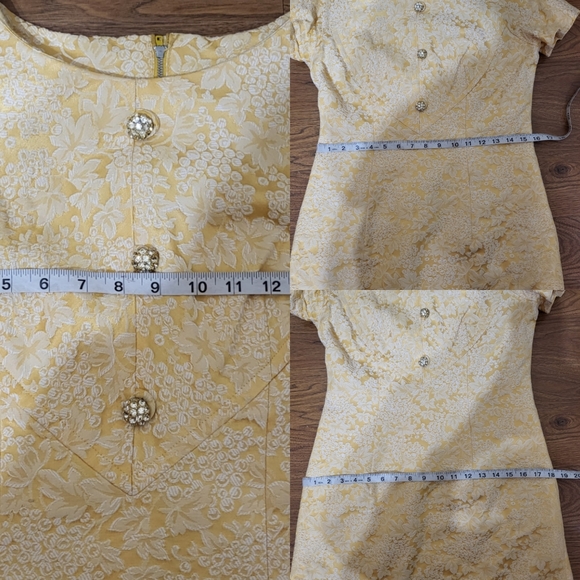 VTG YELLOW JACQUARD 2 pc Dress - Picture 5 of 7